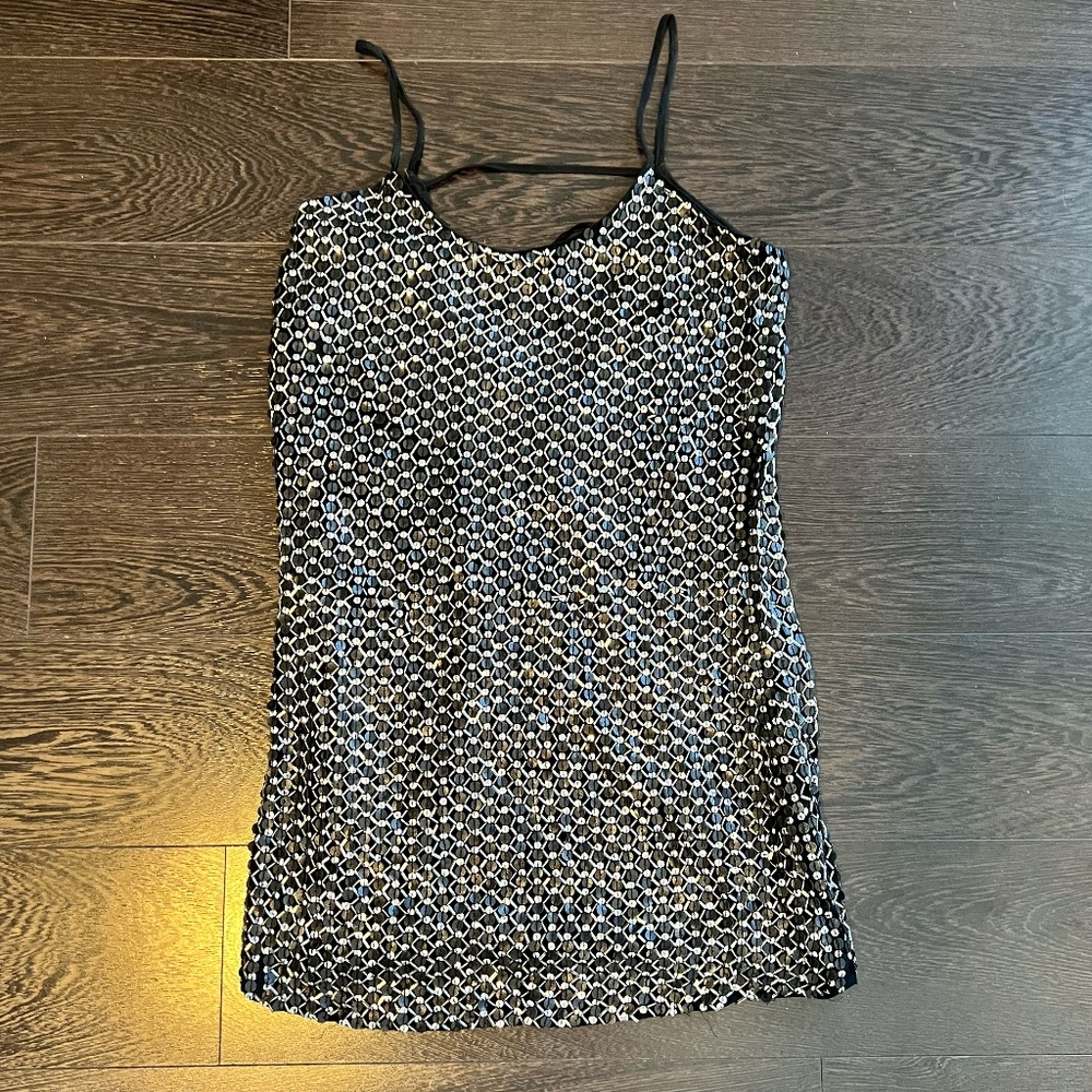 Sexy Sequin Mini Dress - Heavy High Quality - Black And Silver